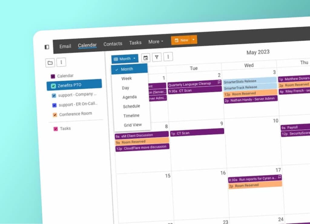 Screenshot of Enterprise Email Hosting calenders and task scheduling feature. Screenshot of Enterprise Email Hosting calenders and task scheduling feature.