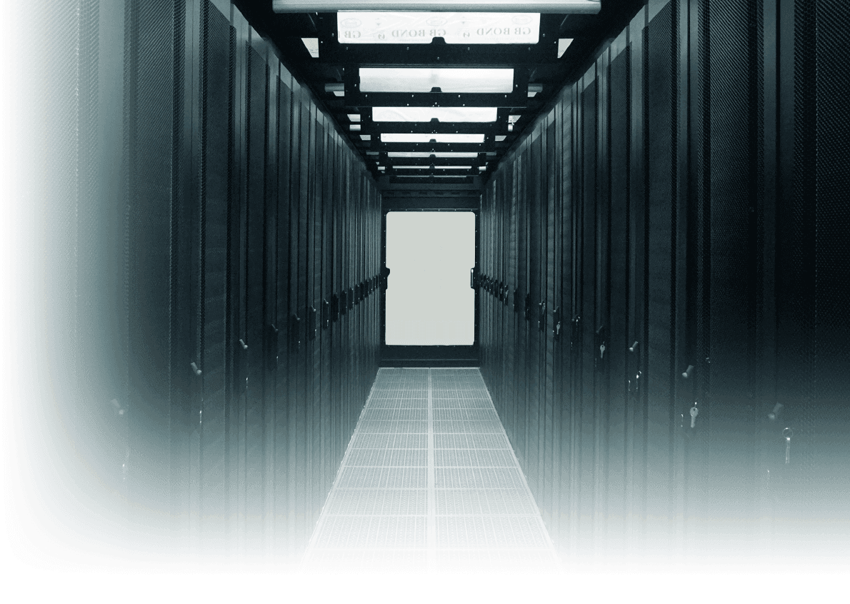 Wide center view of a data center corridor. Wide center view of a data center corridor.