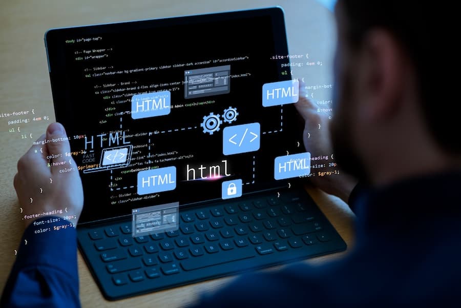 A laptop screen displaying HTML and WordPress-related code, indicating managed WordPress hosting and optimization services. A laptop screen displaying HTML and WordPress-related code, indicating managed WordPress hosting and optimization services.