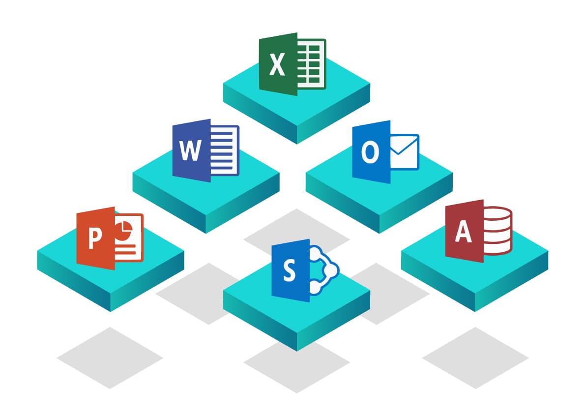Vector image of a few Microsoft 365 services. Vector image of a few Microsoft 365 services.