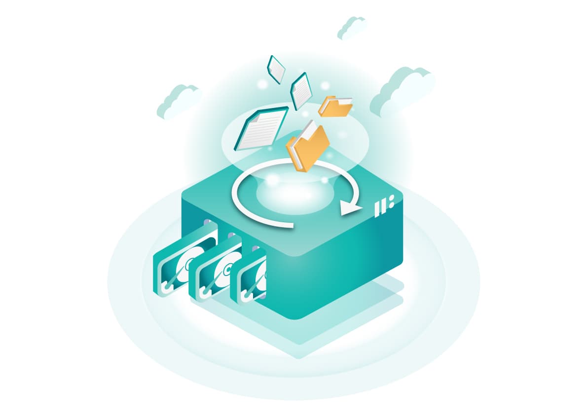 Vector image of cloud object storage. Vector image of cloud object storage.