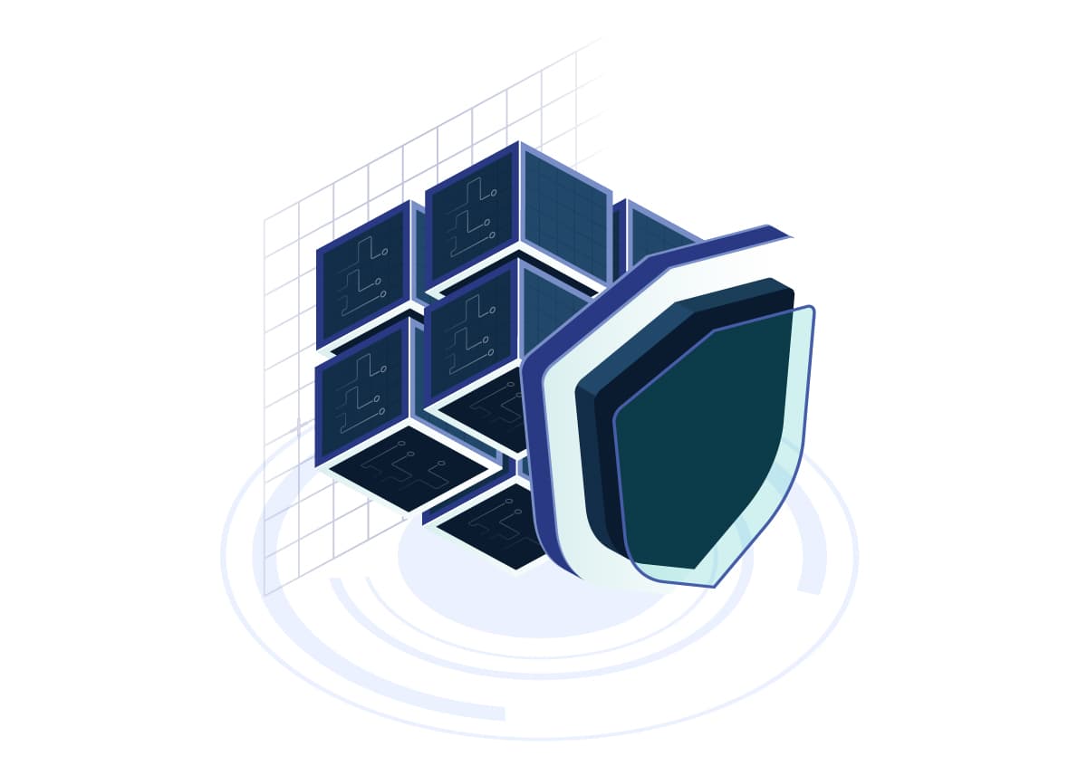 Vector image of cube and shield. Vector image of cube and shield.